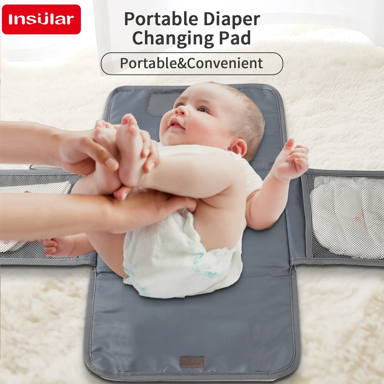 INSULAR Portable Diaper Changing Pad Mommy Storage Bags Baby Waterproof Mattress 3-Layer Structure Convenient Products For Trip