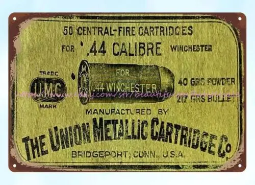 UMC 44 calibre winchester cartridges firearm ammo metal tin sign wall decals