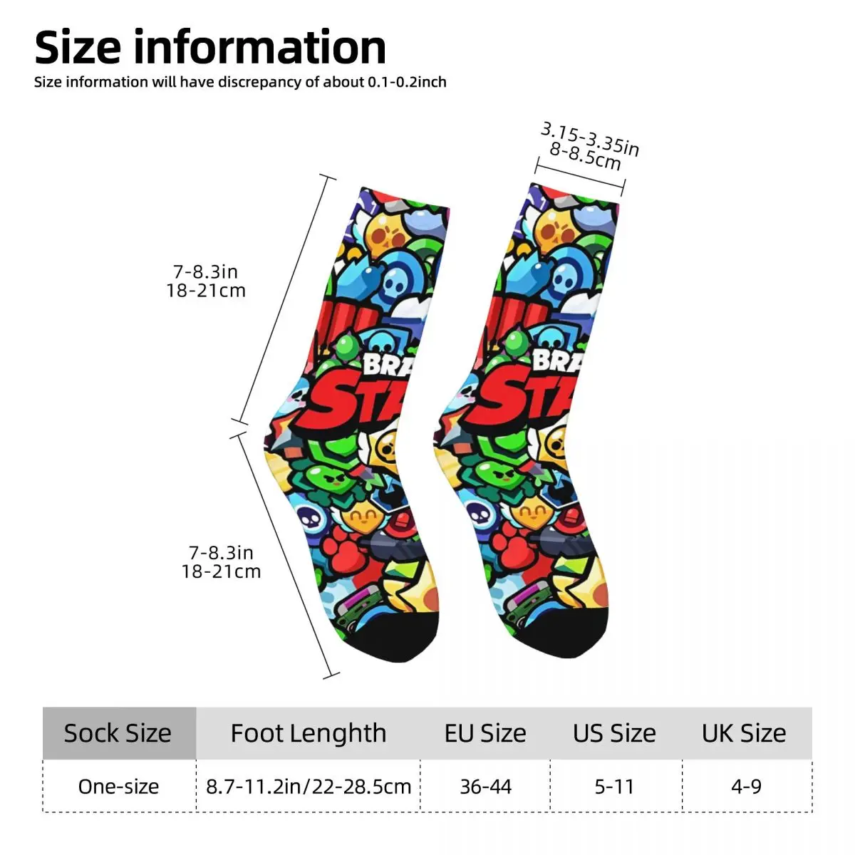 Cartoon Brawling-Heros Poster Socks Video Game Casual Stockings Men\'s High Quality Outdoor Socks Autumn Design Anti Skid Socks