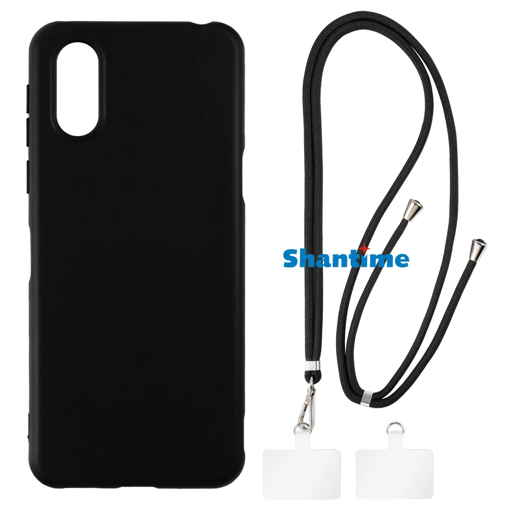 Suitable for Sharp Simple Sumaho 6 Case + Ajustable Neck/Crossbody Lanyards and Spacers, Silicone TPU Cover with Soft