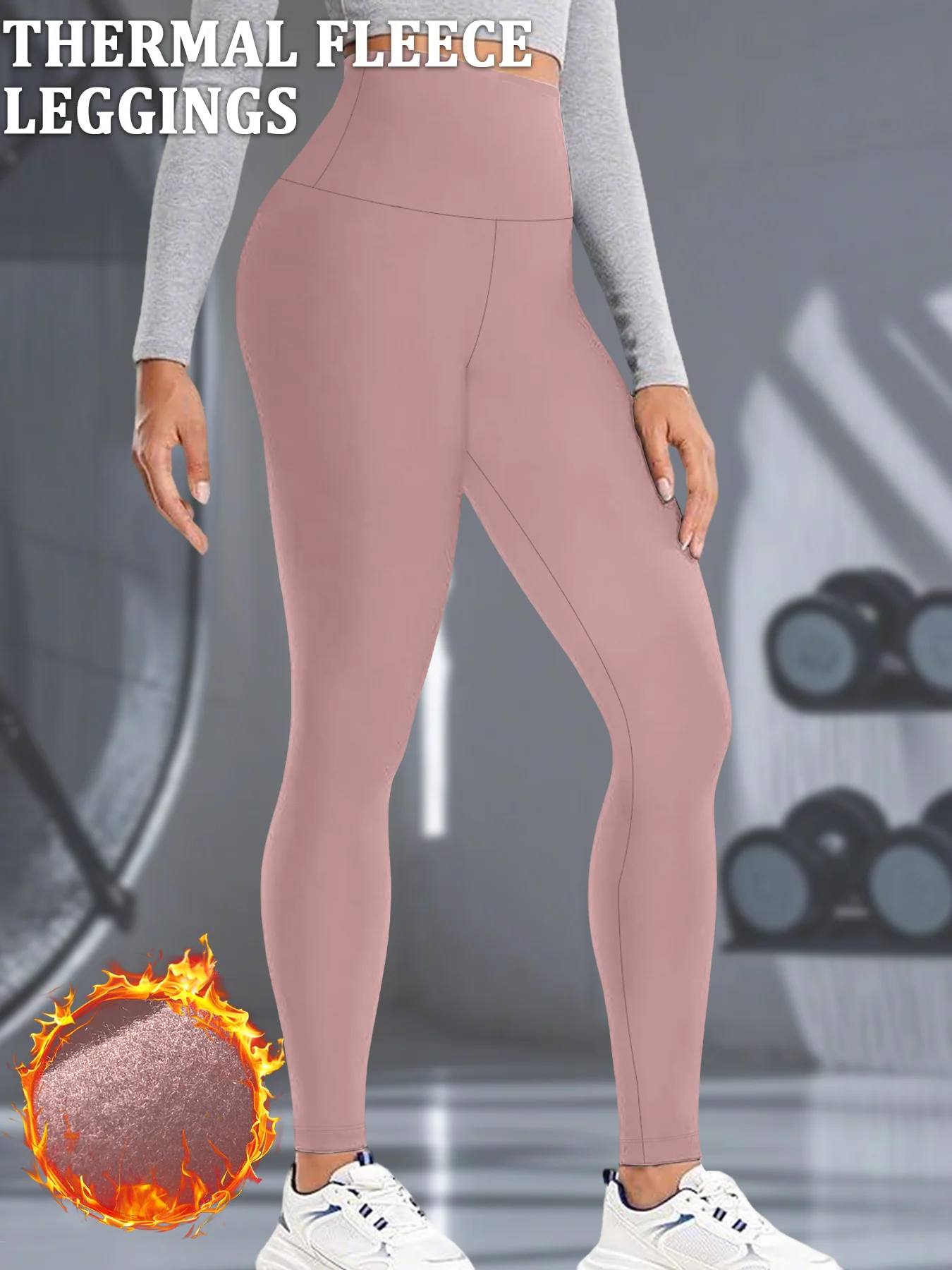 

Womens Thermal Fleece Lined High Waisted Leggings. Workout Winter Warm Thick Tights Soft Yoga Pants