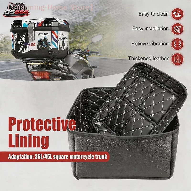 【M】Waterproof Quilted PU Leather Motorbike Underseat Storage Liner With Pocket For Helmets Gloves Small Accessories