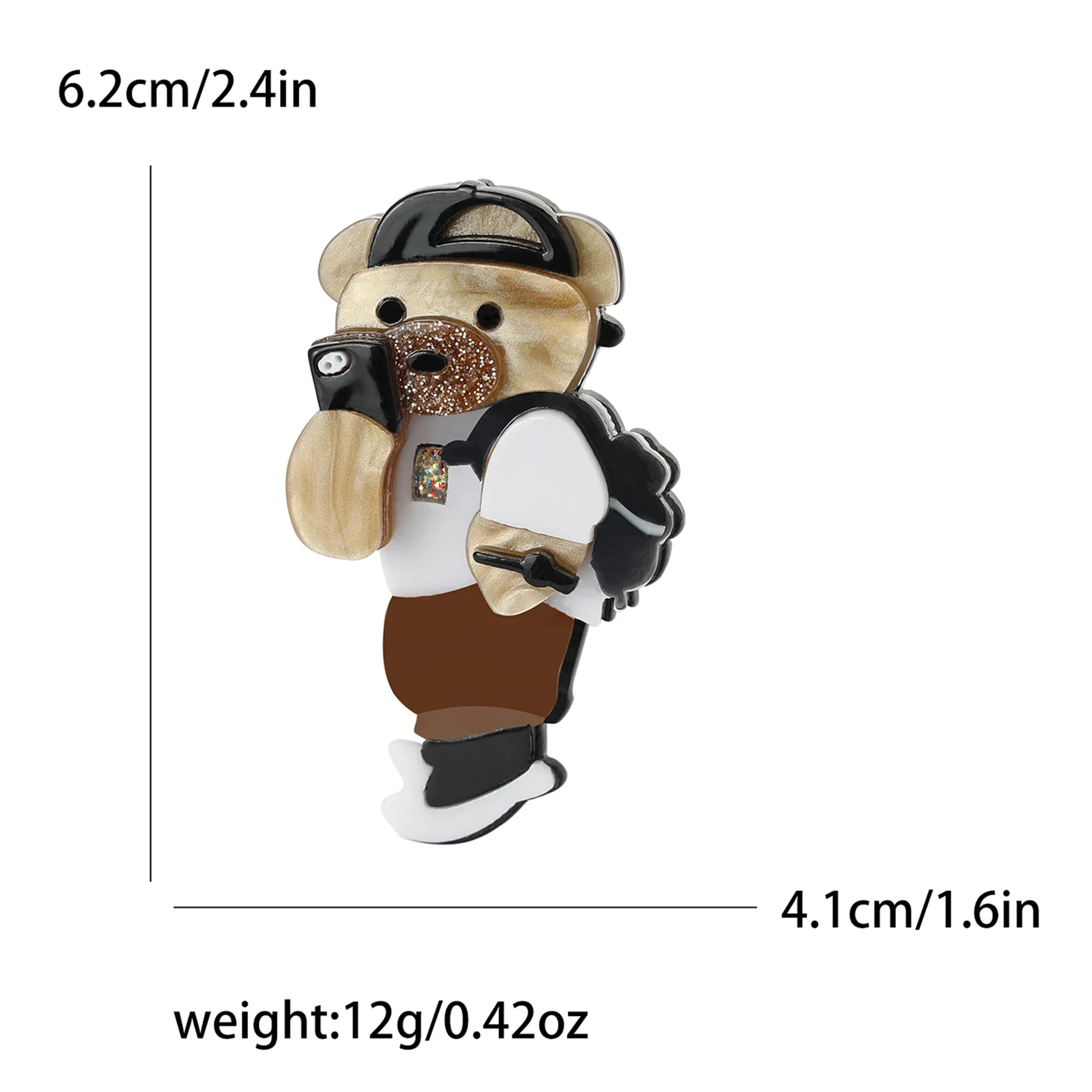Fashion Acrylic Cartoon Bear Brooches for Women Unisex Animal Pins Event Party New Gifts Backpack Decoration Clothes Accessories