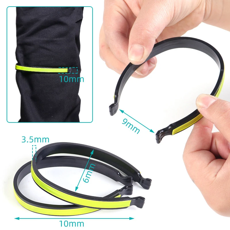 2PCS Bicycle Reflective Trouser Clip Cycling Gear Trouser Carabiner Safe Driving Reflective Warning Sticker Outdoor Seat Belt