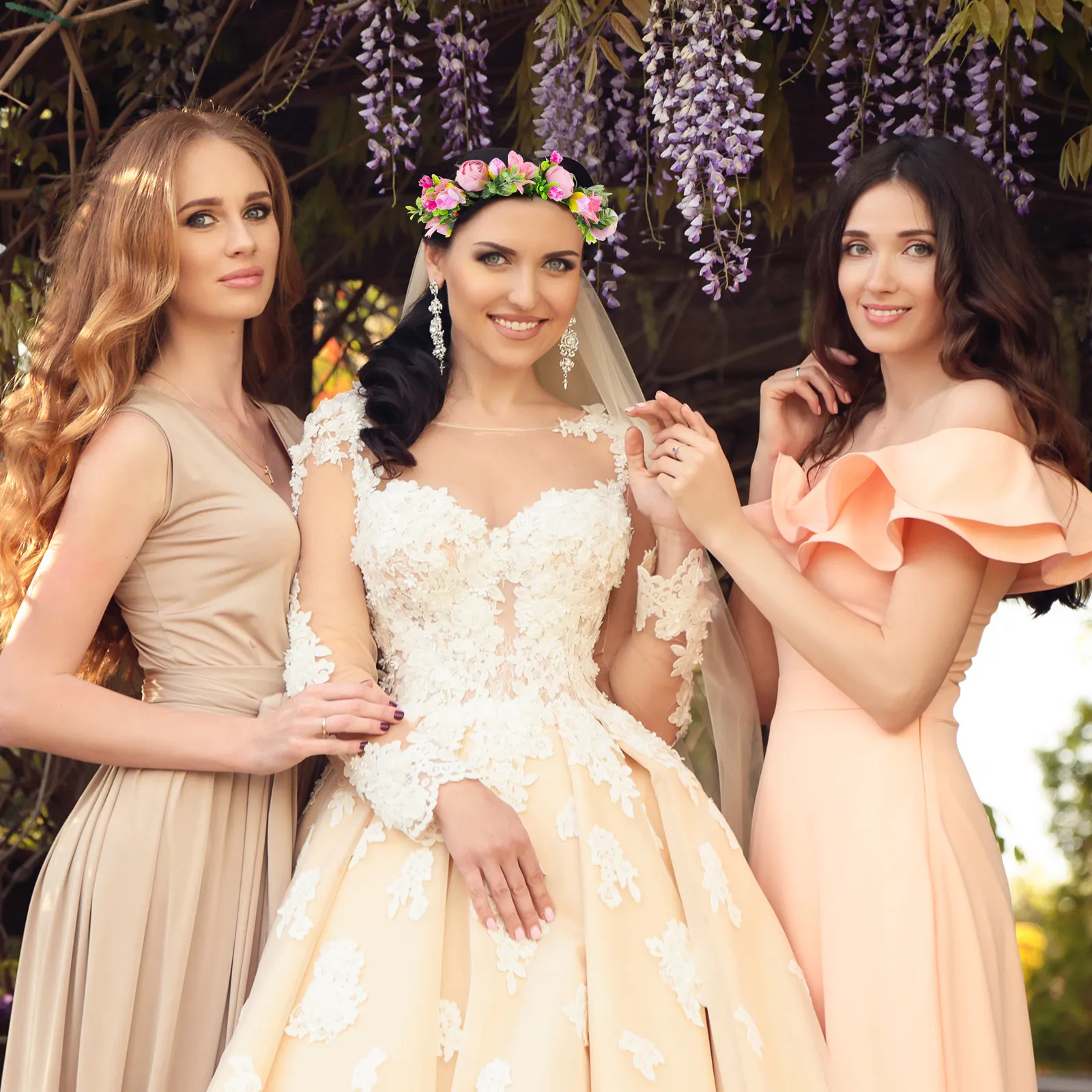 

1 шт. Искусственная роза на тканевой повязке для волос, гирлянда для невесты, свадебный головной убор, реквизит для фотосессии, подарок подружке невесты, повязка на голову для невесты