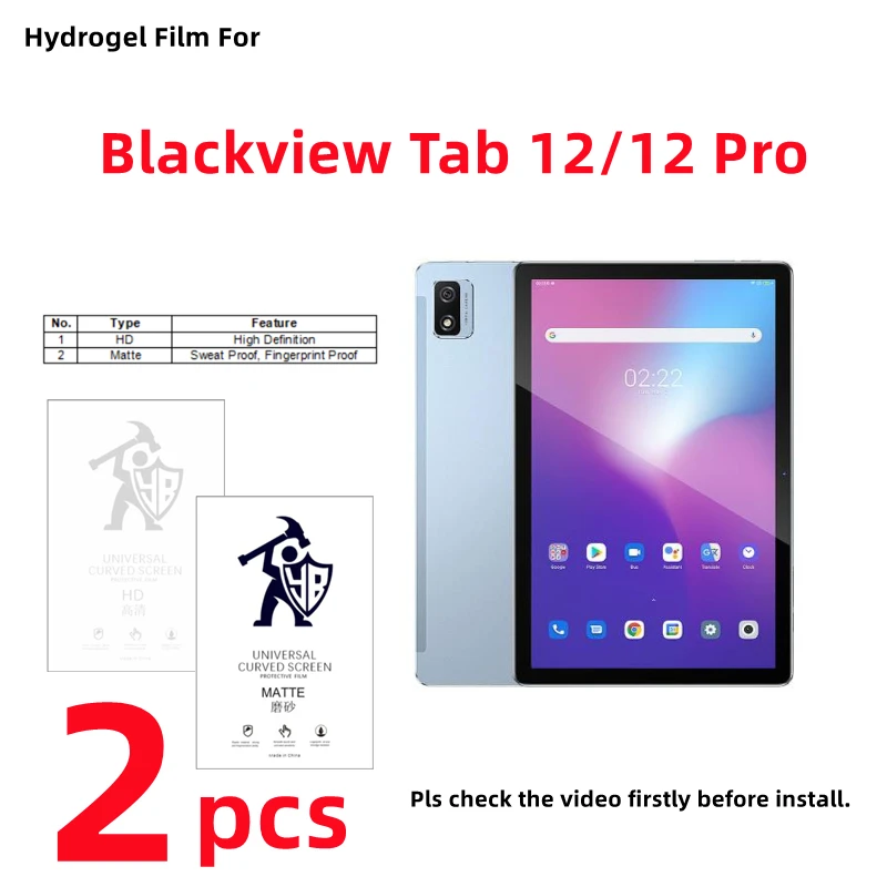 

2pcs HD Hydrogel Film For Blackview Tab 12 Matte Screen Protector For Blackview Tab 12 Pro Clear Full Cover Protective Film