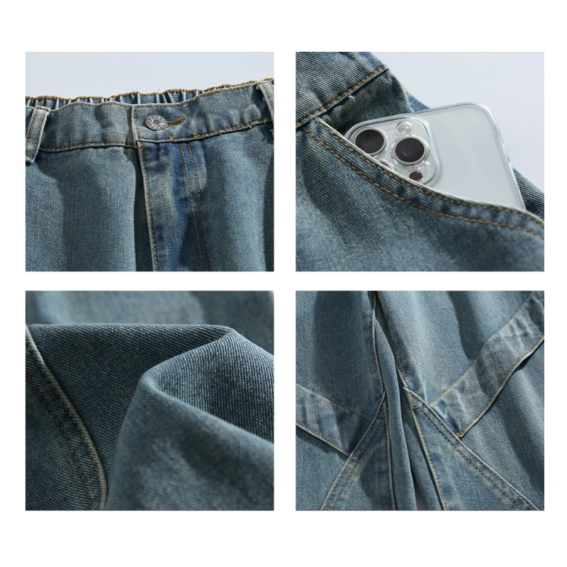 ربيع الخريف الرجال سليم صالح جينز سترتش الشارع الشهير عادية سراويل جينز مريحة حجم كبير غسلها الذكور ملابس عصرية