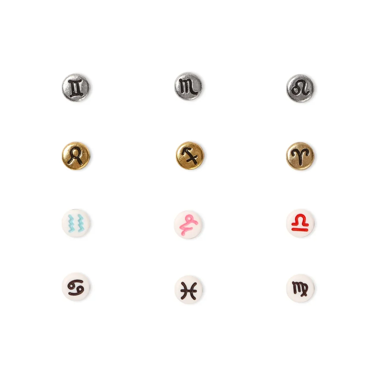 100-500PCS Acrylic Zodiac Beads Round Flat Loose Spacer Constellation Beads For Jewelry Making Diy Bracelet Necklace Accessories