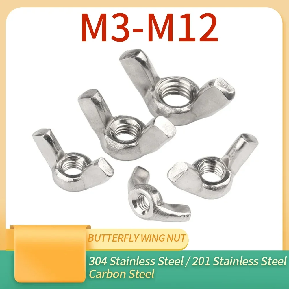 

5/10/20Pcs M3 M4 M5 M6 M8 M10 M12 Butterfly Wing Nut 304 201 Stainless Steel Carbon Steel Wing Nuts Zinc Plated Hand Tighten Nut