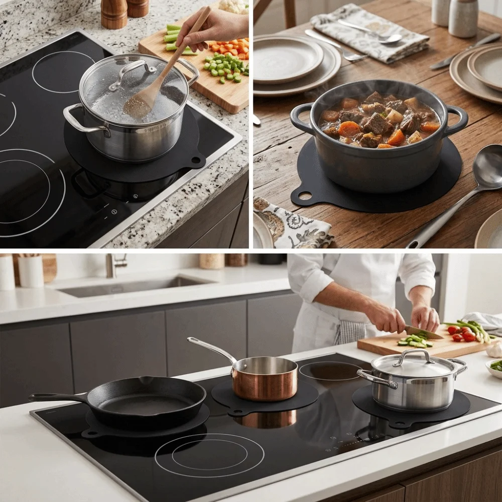 Silicone Induction Cooker Pad Heat Resistant Round And Square Cooktop Mat Oil Resistant soft Anti fouling Pad Countertop