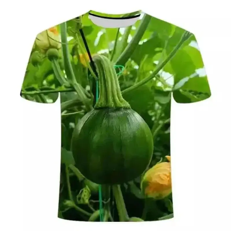 Summer Men Personality Interesting Creative Casual 3d Printed Vegetable Pattern O Collar Short Sleeve Loose Large Size T-Shirt