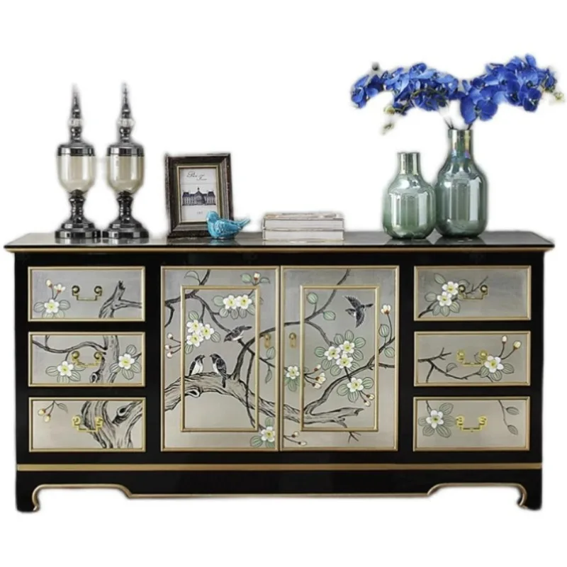 

New Chinese-style entrance cabinet Living room entrance hall cabinet Solid wood tea cabinet