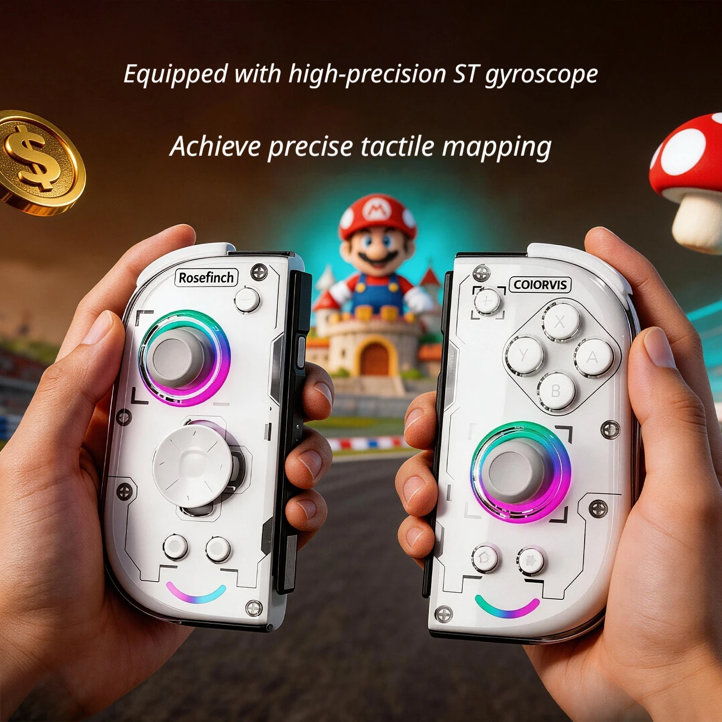 Coiorvis Suzaku 1HD Joycon Wireless Split Controller For Switch With High Precision St Gyroscope Rgb Backlight For Gamers