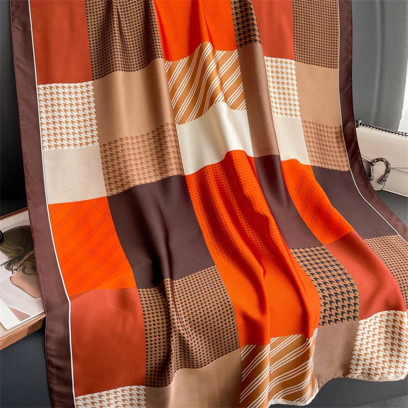 Новый Шелковый шарф с рисунком «гусиные лапки»