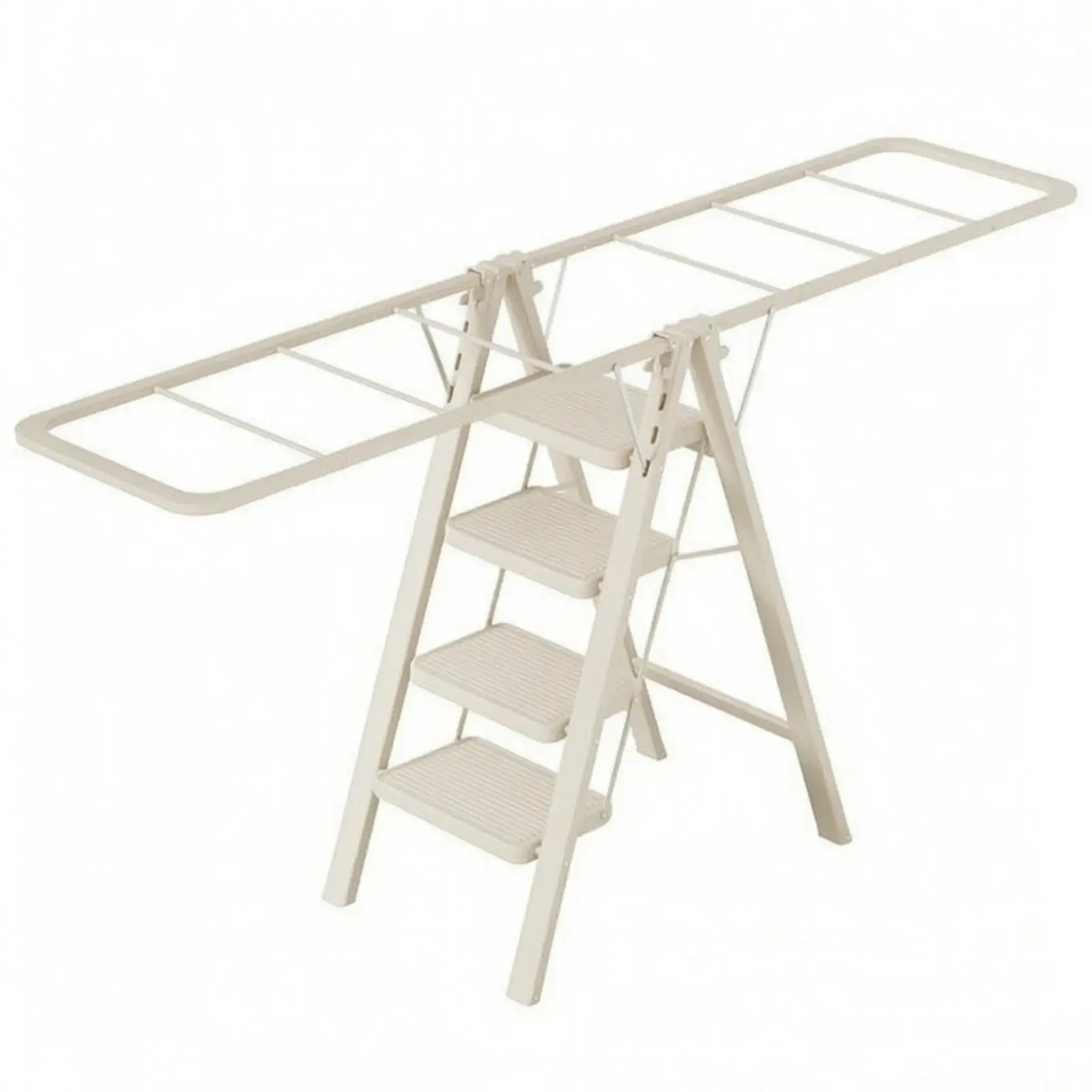 Compact Folding Ladder 2 in 1 with Drying Rack for Indoor Laundry Chores and High Shelf Access at Home