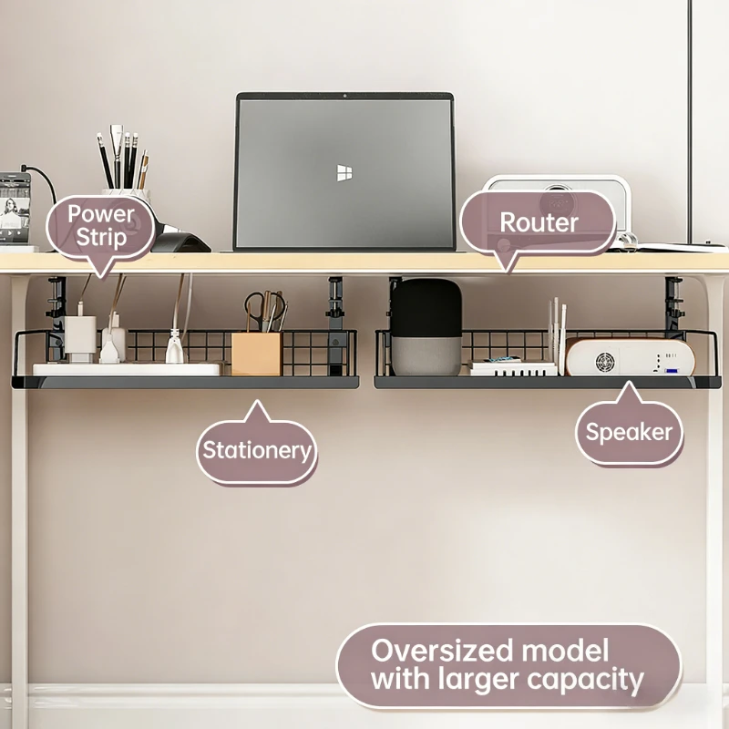 Picture 5: Under Desk Cable Management Tray No Drill Steel Desk Cable Organizers Wire Management Tray Cable Management Rack Storage Shelf