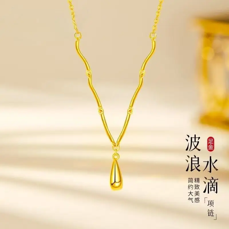 

Позолоченное ожерелье-капля для женщин, романтический символический подарок для нее, кулон в форме сердца, подвеска в виде капли воды, приятный для кожи, роскошь на день Святого Валентина