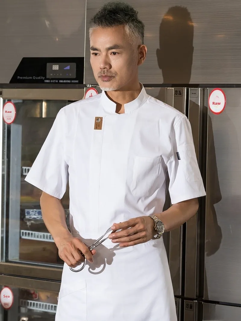 2024 New Summer High-End Hotel Chef Work Uniform Short Sleeve Kitchen Apparel for Men And Women Youth Suitable Dining Restaurant
