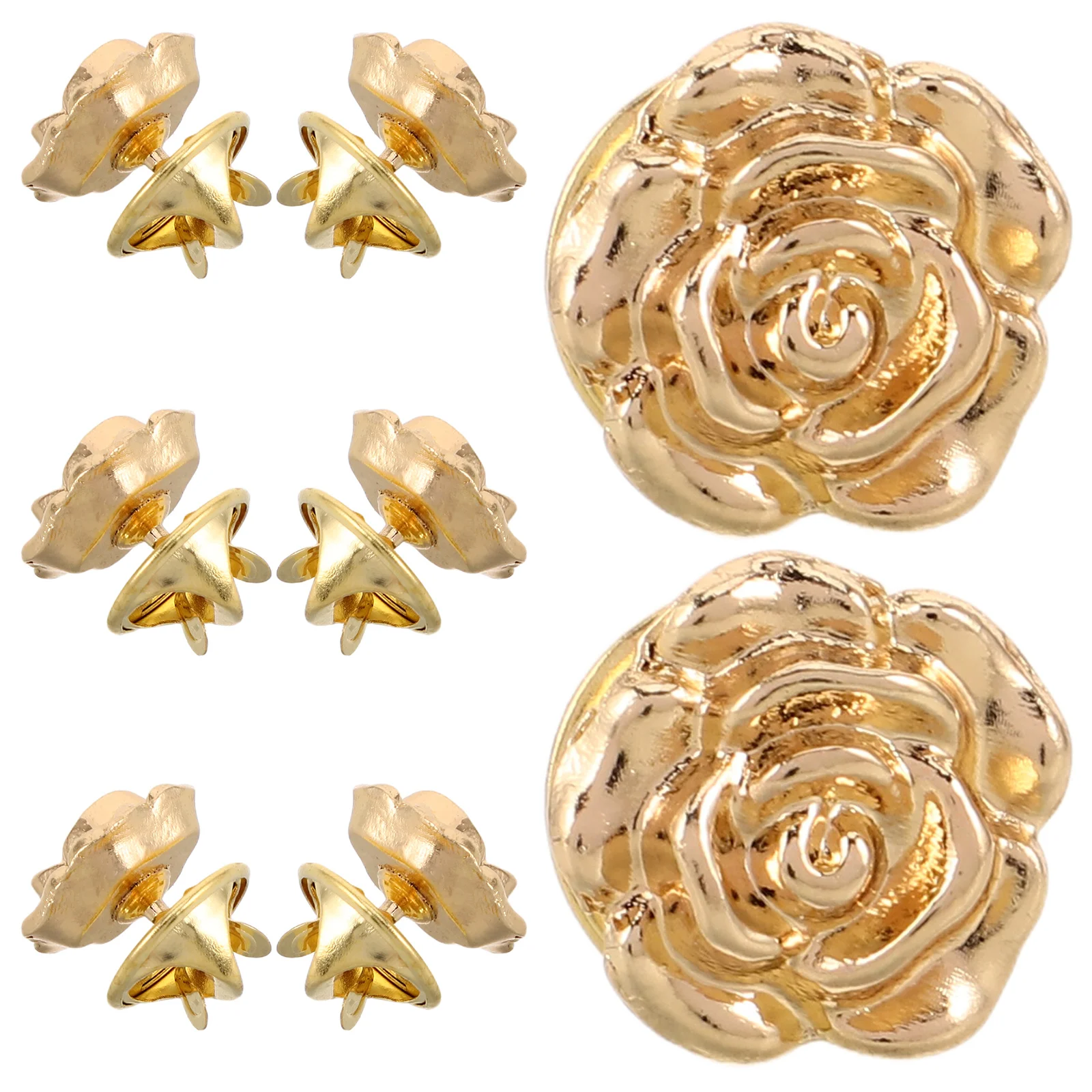 

4 Pairs Vintage Brooch Jewelry Rose Pins Lapel Alloy Floral Backpack Men and Women