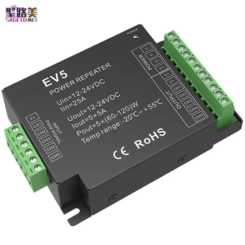 Imagem -05 - Tensão Constante de Potência Pwm Led Repetidor Única e Dupla Cor Rgb Cct cv Ev1-x 1ch 30a Ev3-x 3ch 10a Ev4-x 4ch 8a Ev5 5ch 5a