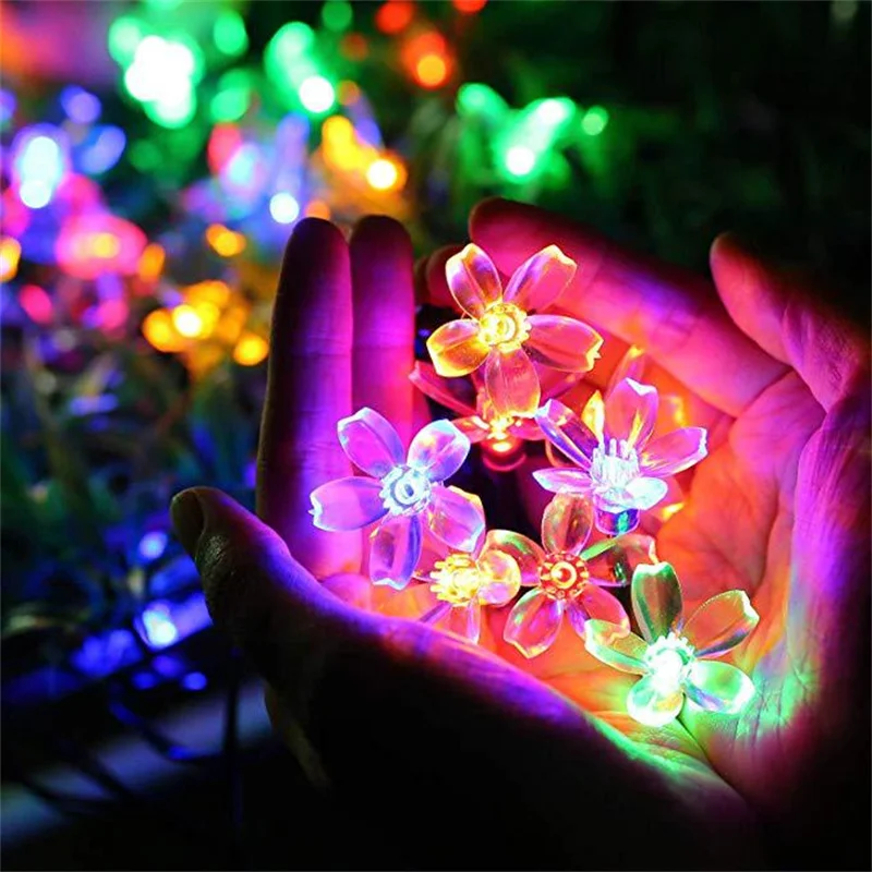 Outdoor Solar 8 Modes Cherry Blossoms String Light Wedding Decoration LED Garden Lights Christmas Party Decoration Fairy Lights