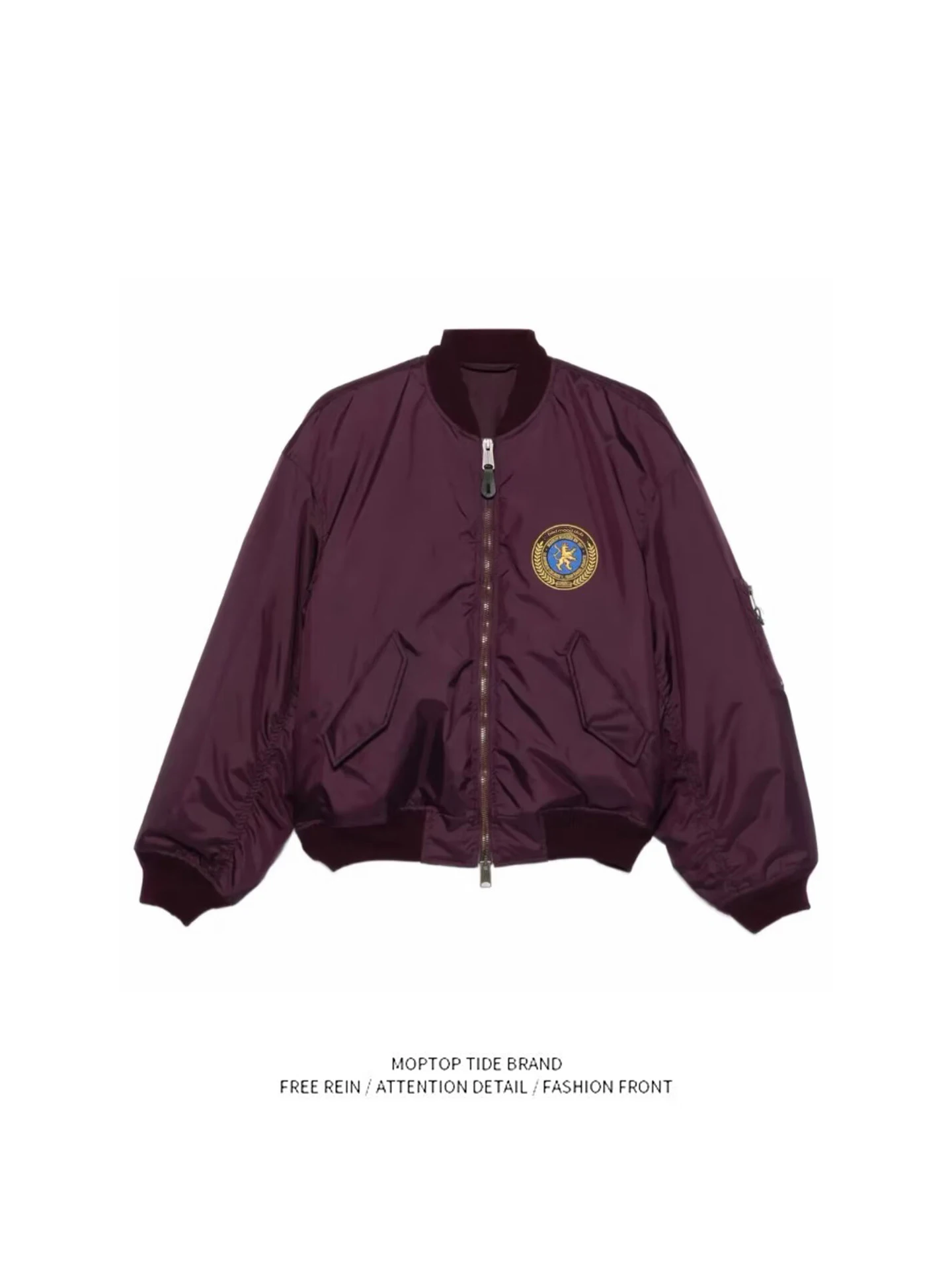 

Мужская куртка-бомбер свободного кроя в стиле пилот, весна-осень, молодежная, модная, из полиэстера, ветрозащитная, на молнии