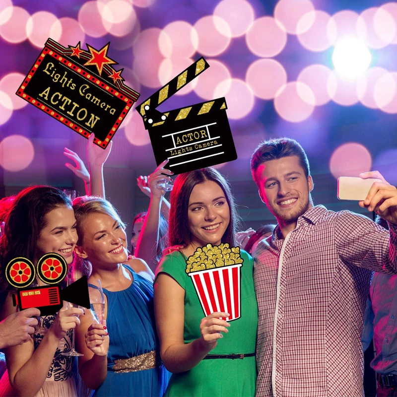 Red carpet cutout Movie party Card decorazione da tavolo decorazione a tema cinematografico Red Gold Movie Noir night party supplies