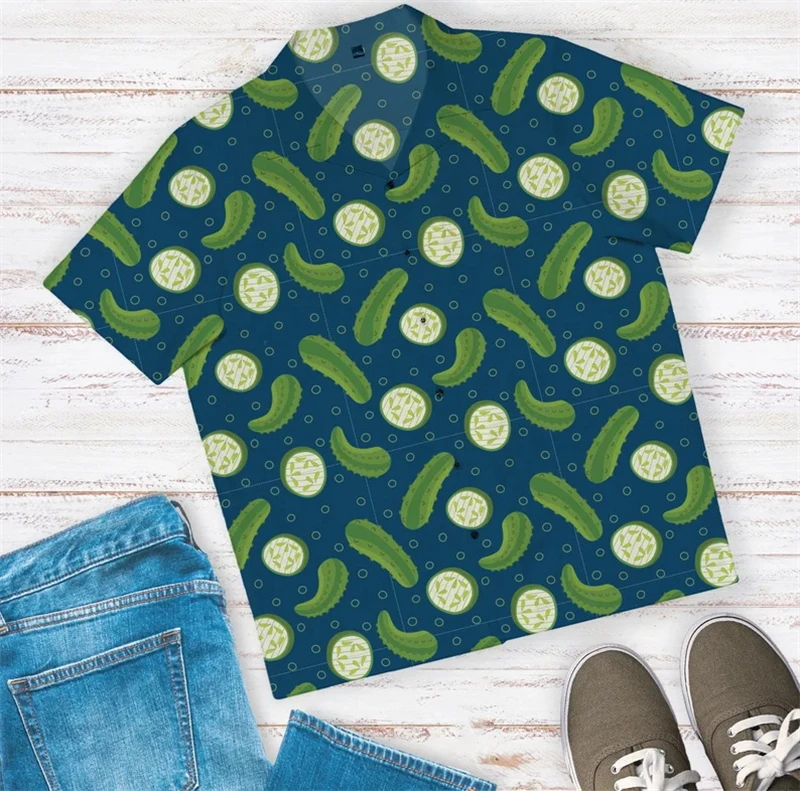 

Cucumber Men's Hawaiian Shirt 3D Print Casual Short Sleeve Button Down Shirts Lightweight Summer Shirt Unisex Daily Wear