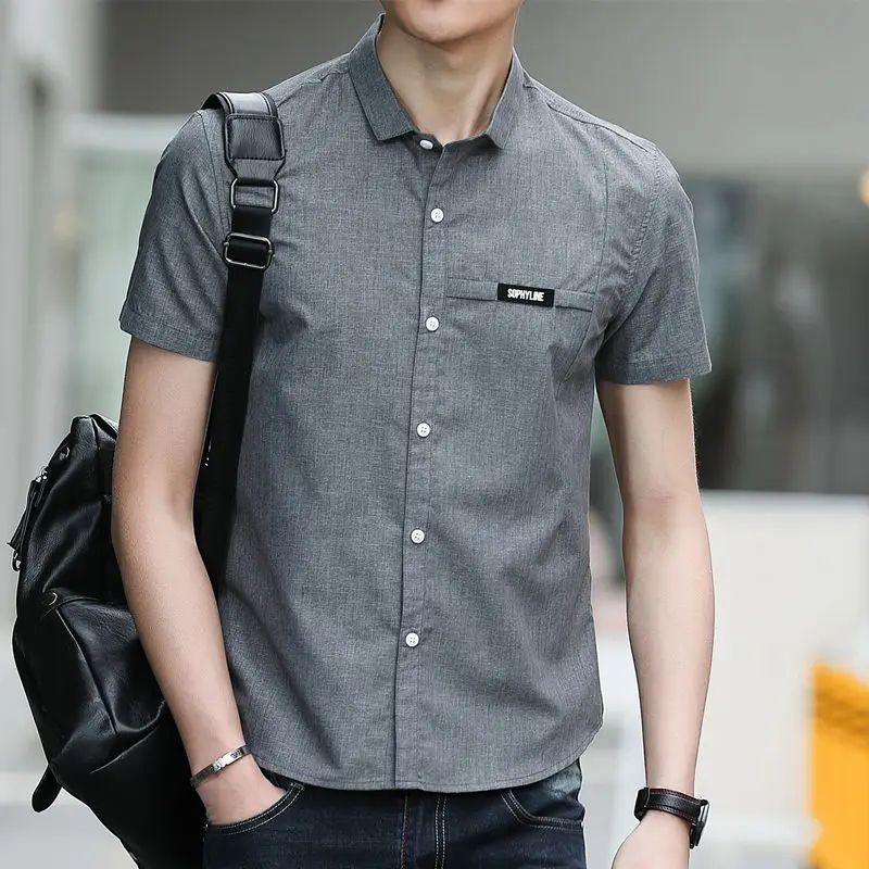 2025 New Summer Short-sleeved Shirt for Men Korean Formal Fashion Thin Shirt for Youth Casual Men's Inch Shirt