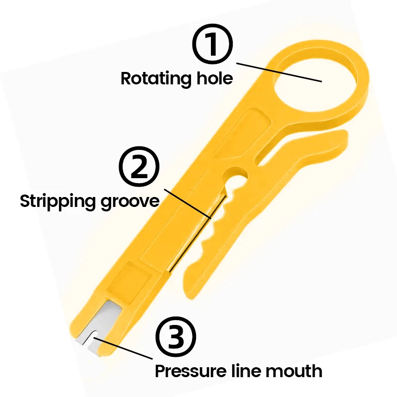 HOOLNX 3 PCS Mini Portable Wire Stripper Cutter Impact Punch Down Tool 110 Blade For Network Wire Cable