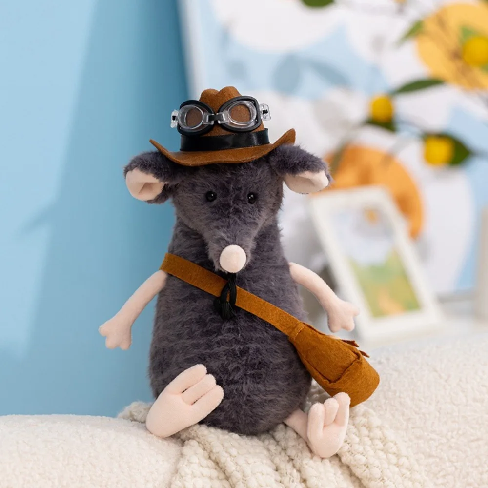 

PP Cotton Sad Mouse Plush Toy Wears Hat Fluffy Lachlan Mouse Plush Doll Comfortable Handmade Soft Mouse Plush Pillow Kids Gifts