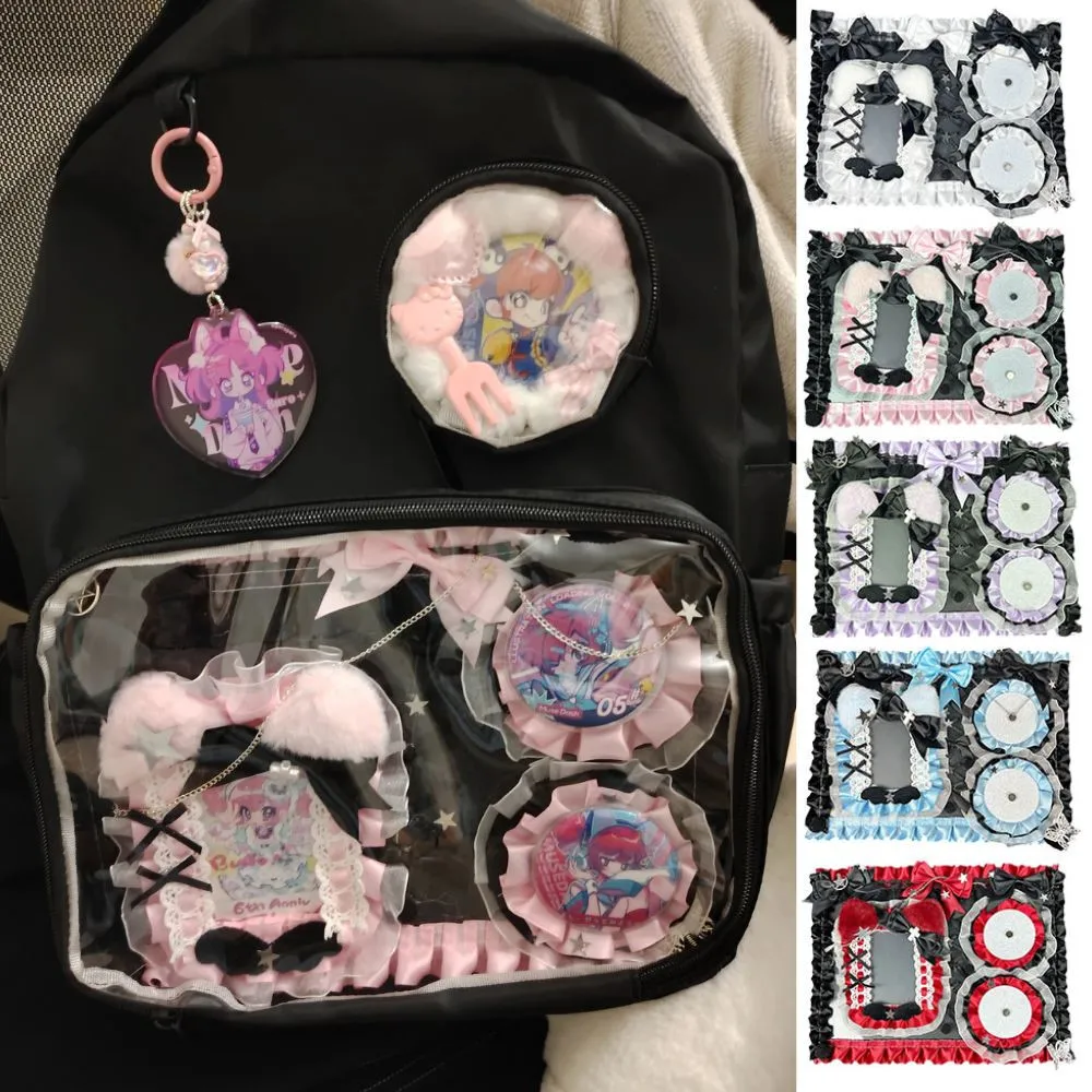 

Набор аксессуаров для Ita Bag: держатели для аниме-значков, красочный декор, кружевные банты, вставки для Itabag, держатели для фото в стиле Y2K, демонстрационная доска