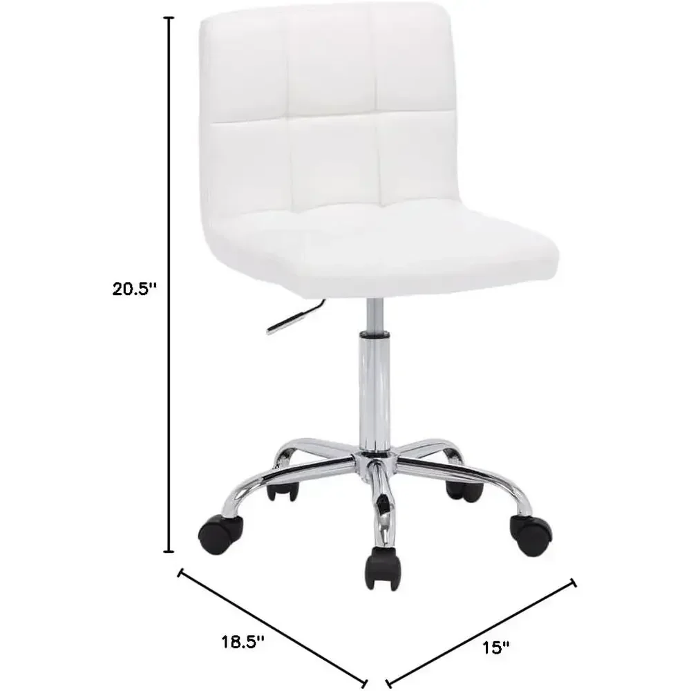 Hydraulic Adjustable Height Swivel Office Desk Chair in White