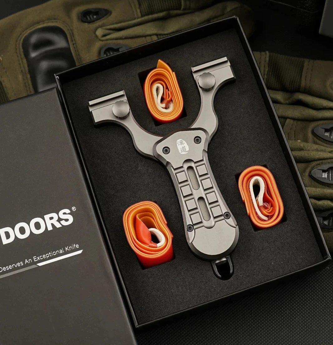 NEW Folding Aluminum Alloy Slingshot with Hidden Magazine for Outdoor Fast Flattening Rubber Band High-precision EDC Slingshot image 3