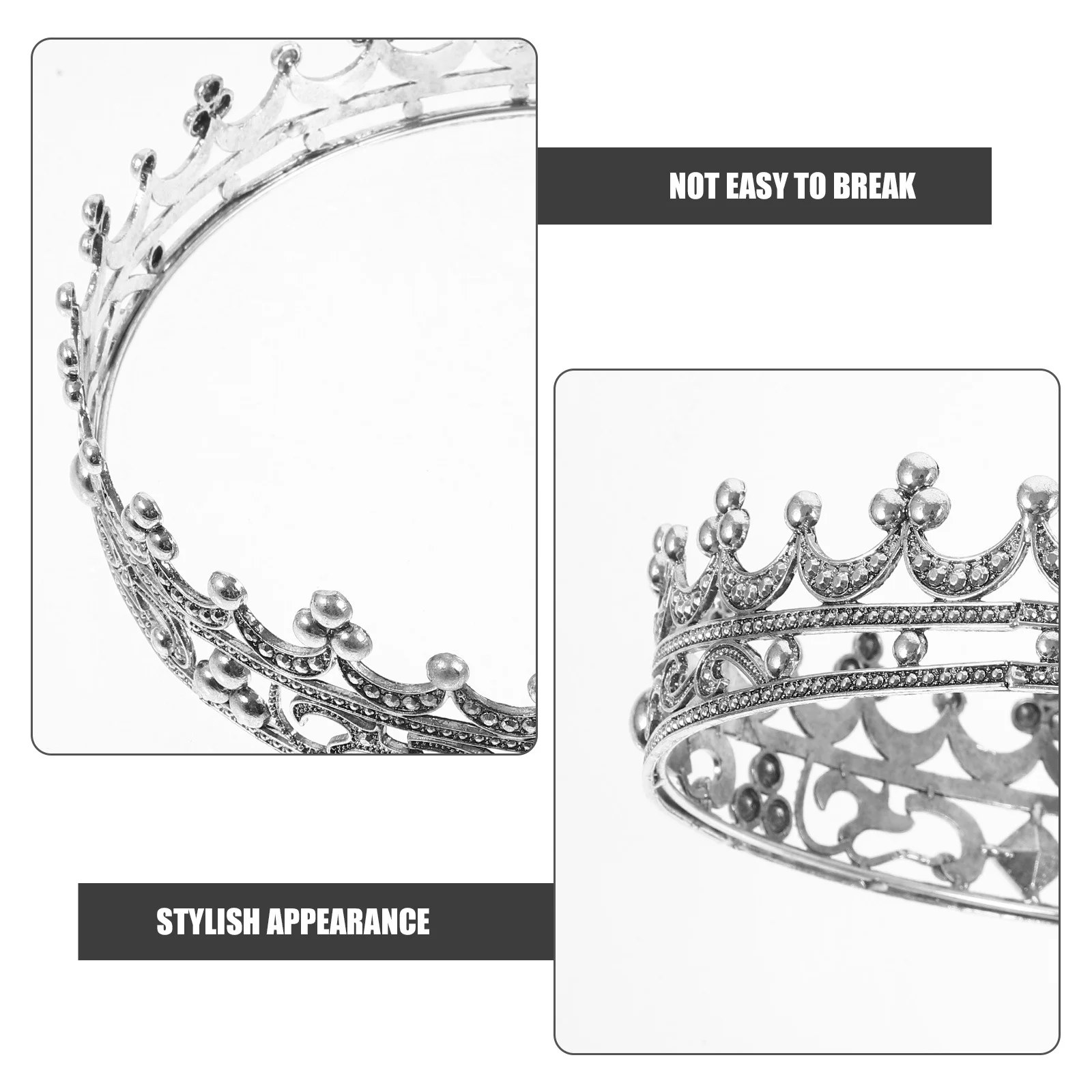 メンズメタルクラウンラインストーン耐久性のあるヘッドドレス小道具パーティーコスチュームクラウン男性用ハロウィンコスプレプロムアクセサリー男性用