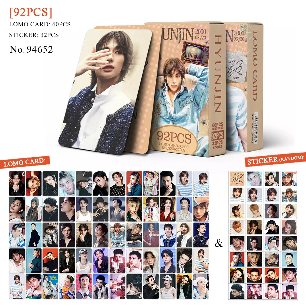 

New 92PCS Stray Kids SKZOO Celebrity Small Card STR Hyunjin Personal Collection Commemorative Card Photo Sticker LOMO Card Gift
