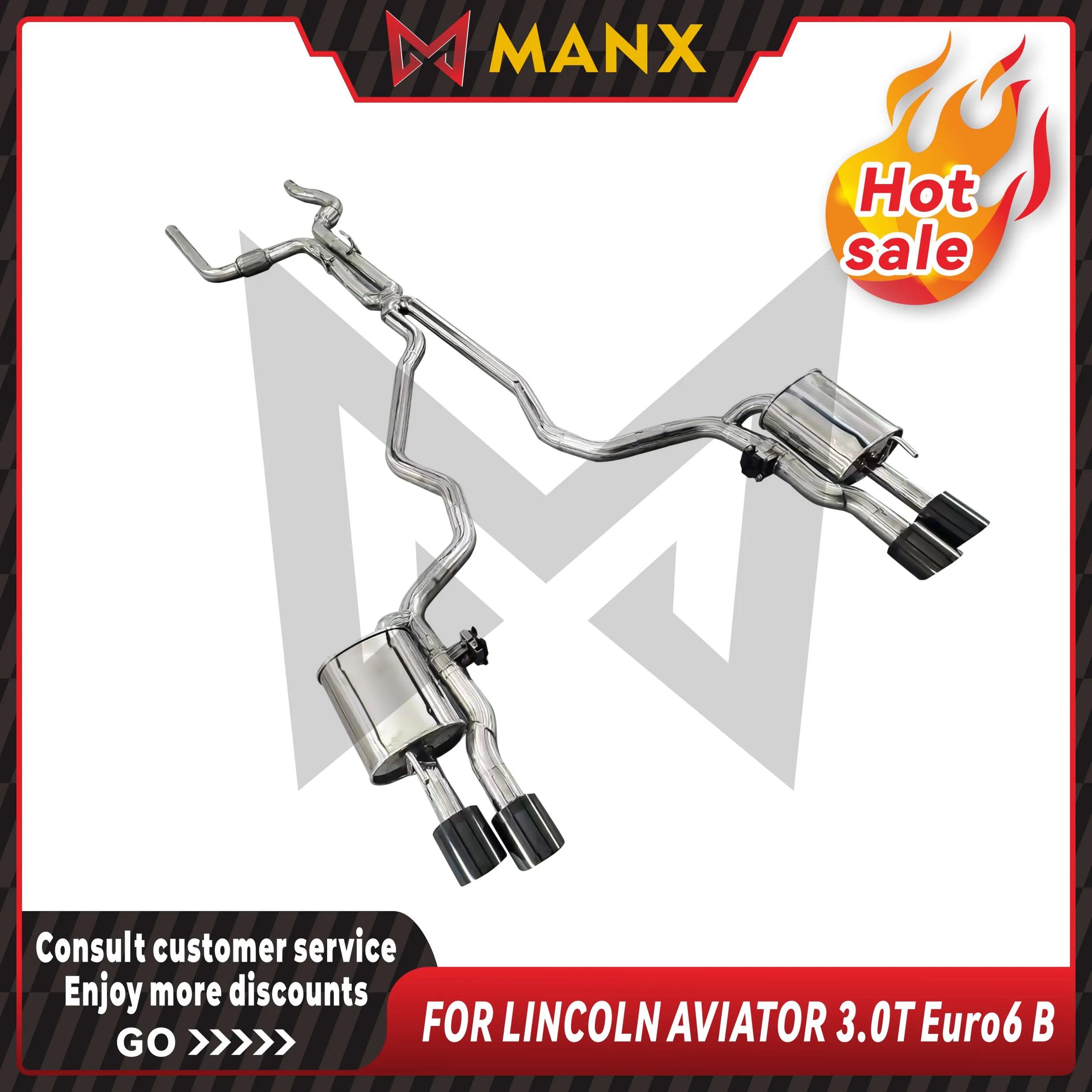 

MANX Exhaust system for LINCOLN AVIATOR 3.0T Euro6 B Stainless steels Catback Performance exhaust pipe with remote control valve