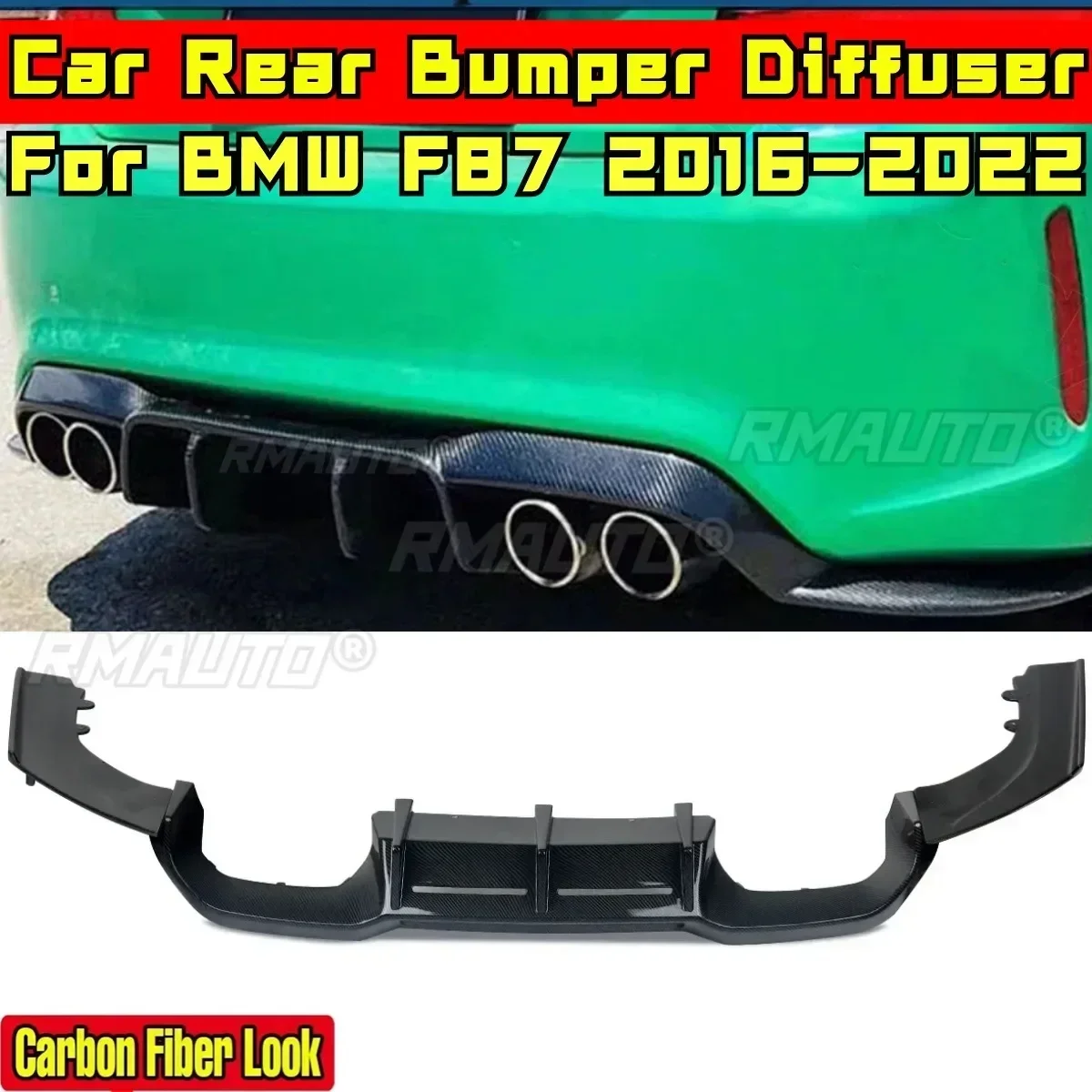 

For BMW F87 2016-2022 Car Accessories BMW F87 Car Rear Bumper Lip Guard Spoiler Carbon Fiber Look V Style Splitter Body Kit