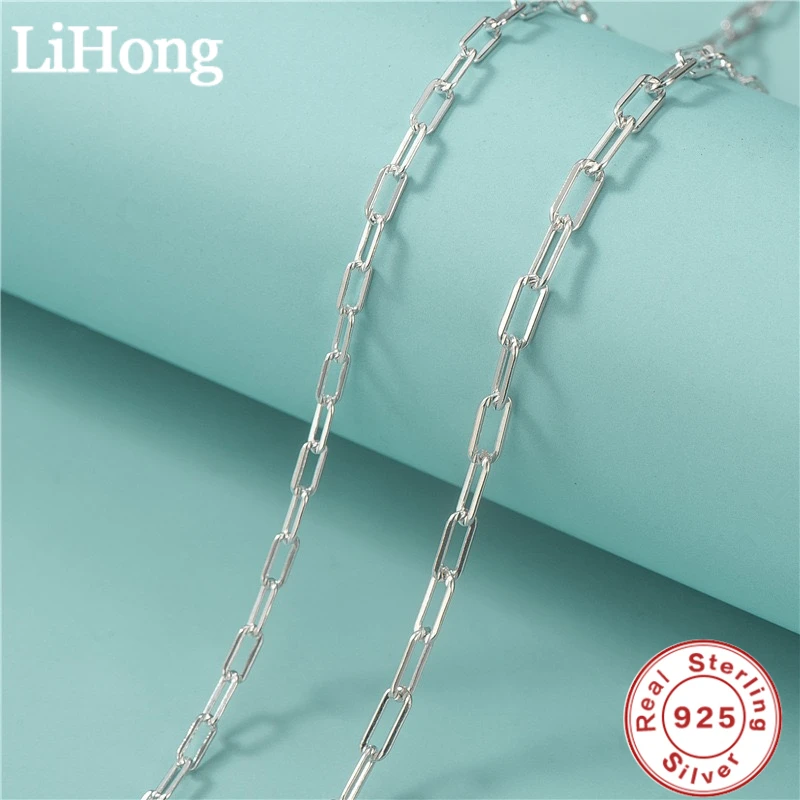

Lihong Authentic 925 Sterling Silver Paper Clip Necklace With 18k Gold Plated Chain Necklace For Men And Women