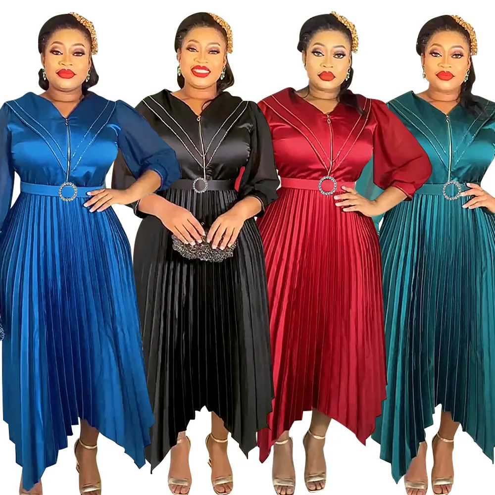 Dashiki African Dresses for Women 2024 African 3/4 Sleeve V-neck Party Evening Long Dress Gowns Outfits African Clothes L-3XL