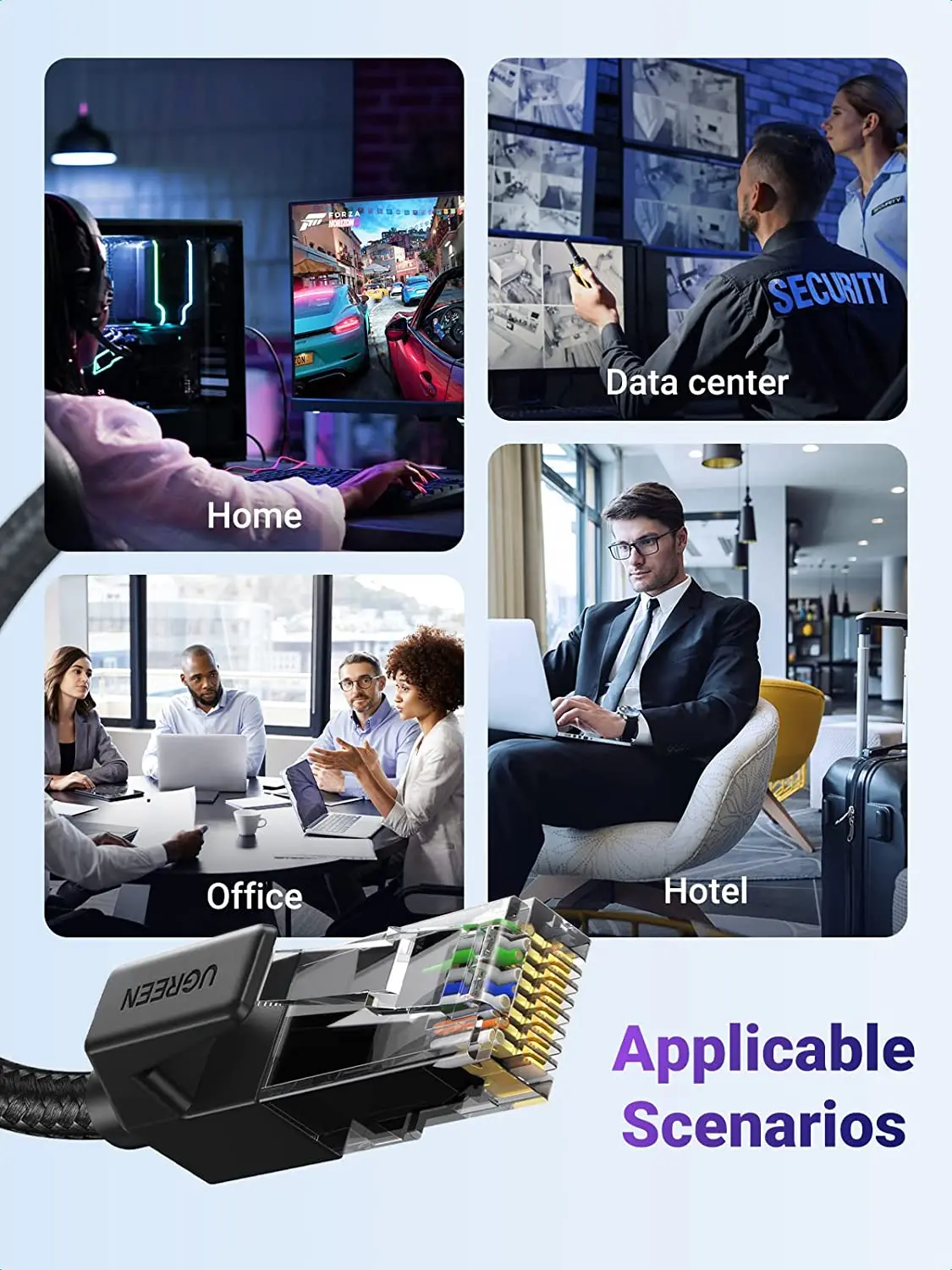 UGREEN Cat 6 이더넷 케이블 편조 Cat6 기가비트 고속 1000Mbps 인터넷 케이블 RJ45 차폐 네트워크 LAN 케이블