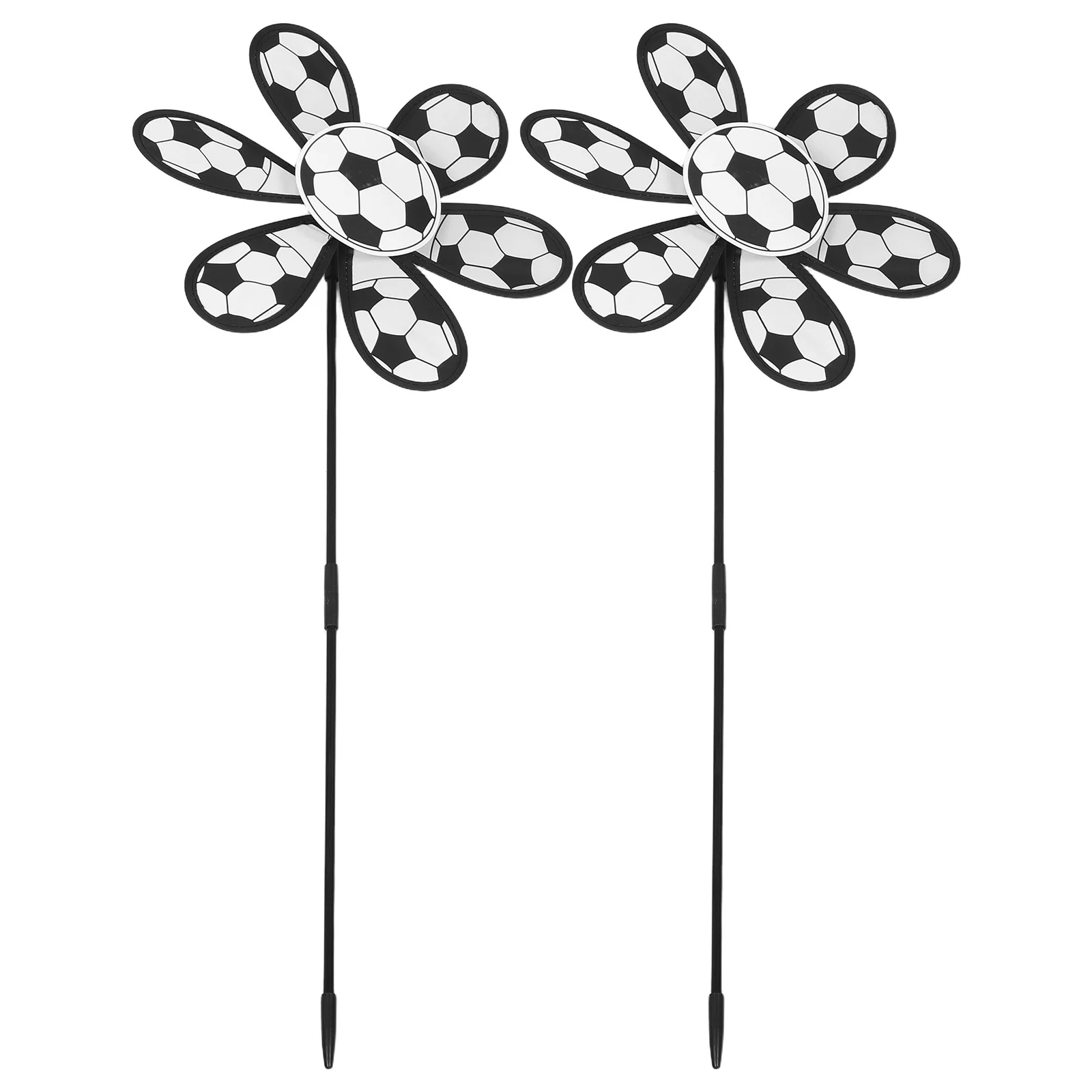 2 pçs crianças ao ar livre moinho de vento giradores de vento com estacas para crianças futebol temático catavento-jardim festa favores quintal decorativo