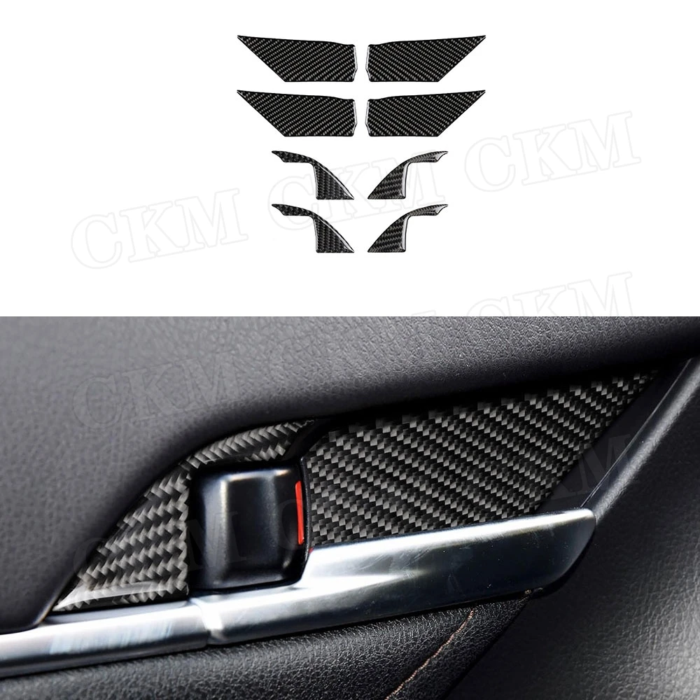 

Carbon Fiber Car Door inner Handles Bowl Trim Frame Cover Stickers For Toyota Camry 2018 2019 Car Accessories