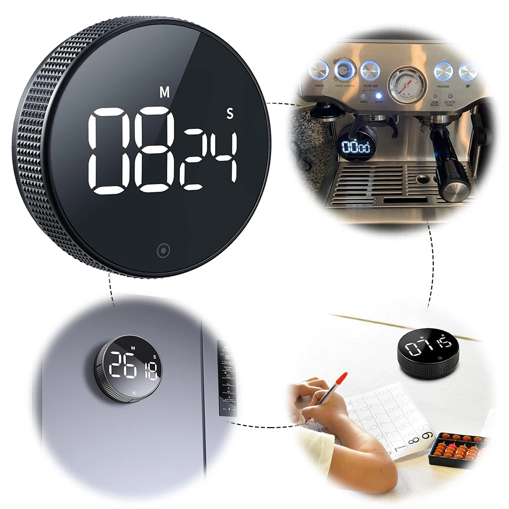 Kitchen Timer Adjustable Angle Electronic Timer Multi-Function Countdown Clock Rotating Cooking Timer for Seniors Kids