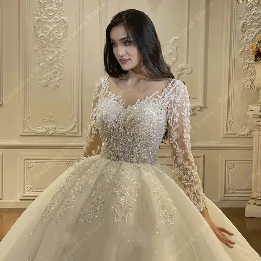 Vestidos De novia elegantes con Apliques De encaje para mujer, Vestidos De novia Línea A, longitud para fregar, cola De princesa De 50cm, Vestidos De Novias personalizados