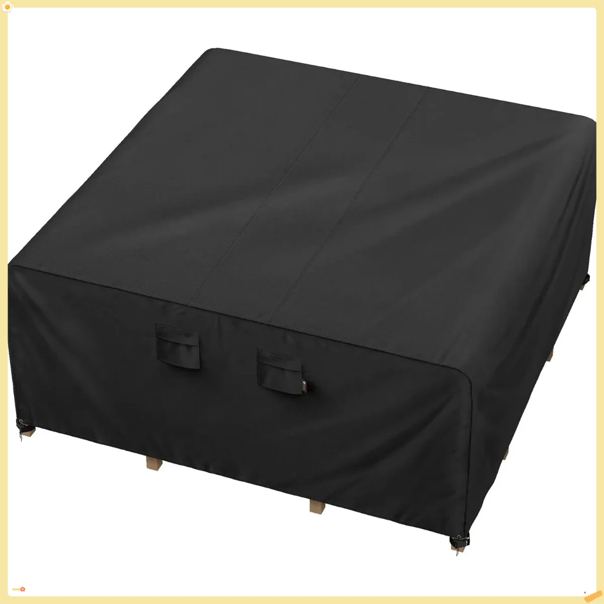 غطاء طقم طعام للفناء مقاس 144 × 144 بوصة مناسب لجميع الأحوال الجوية، قماش مقاوم للماء والأشعة فوق البنفسجية 600D، مناسب عالمي لطاولة 130 136 138 بوصة #1