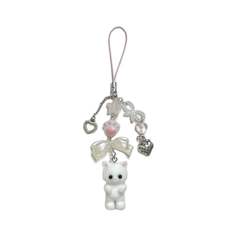 gray calico critter phone charm handmade Cute