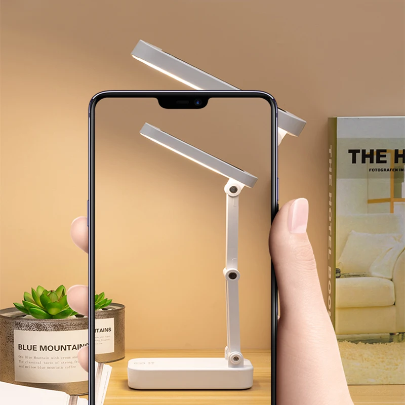 Solar Powered Foldable Desk Lamps Also USB Charging Rechargeable Eye Protection Reading Lights Bedside Dimmable Night Lighting