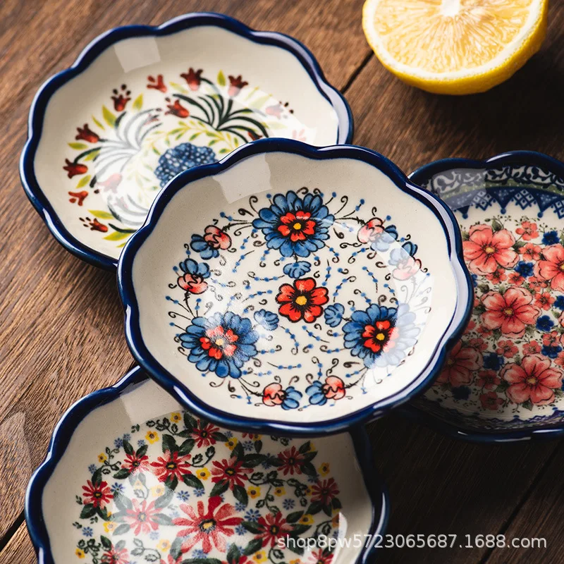 Polish small dish home ceramic seasoning dish dip dish creative online celebrity snack dish bone dish soy sauce vinegar dish