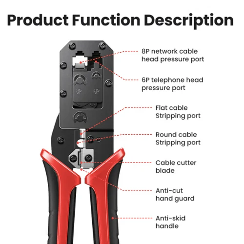 Imagen 2 del producto Herramienta de prensado RJ45, Cable LAN de red Ethernet, cortador, alicate pelador 8P RJ45 6P RJ12 RJ11 para conector Modular